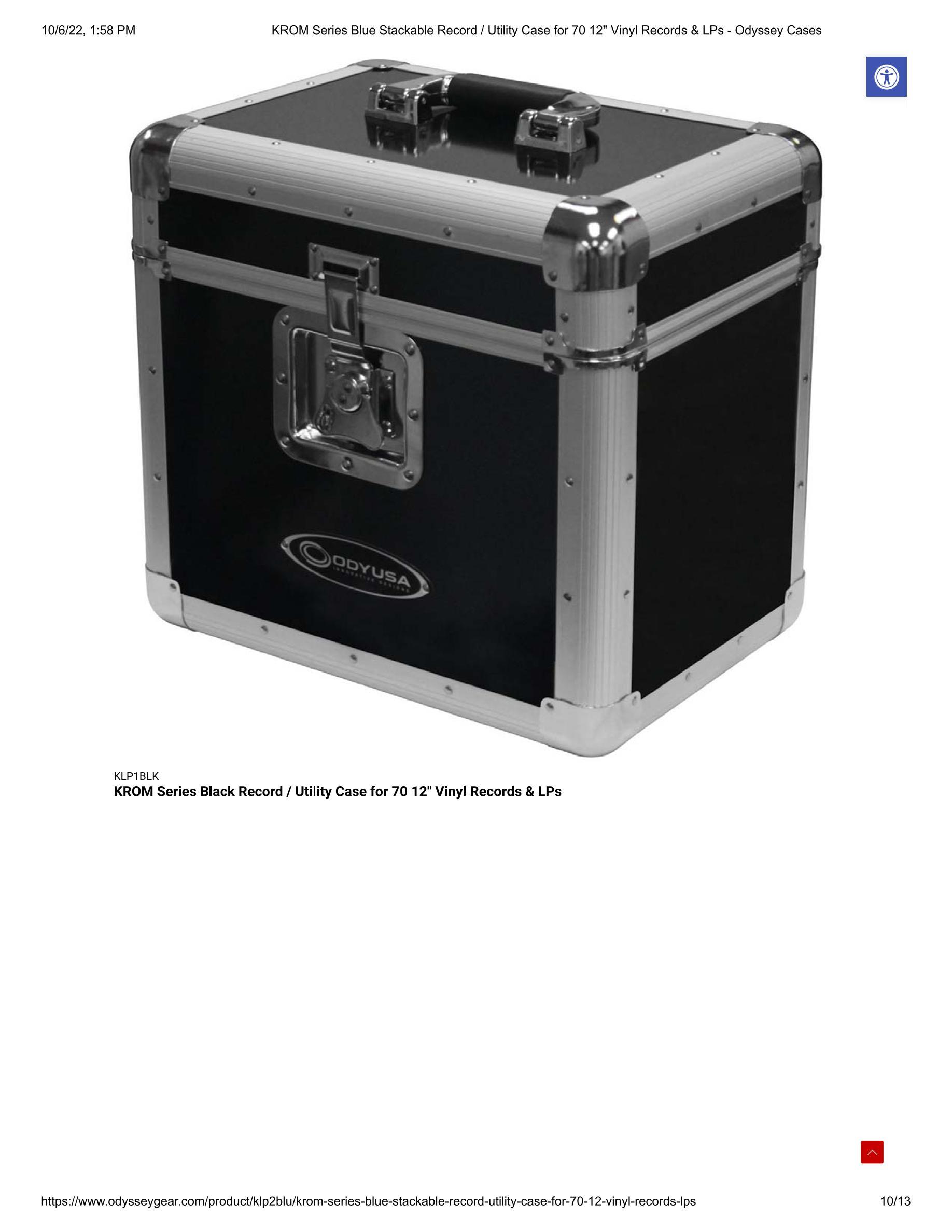 KROM Series Black Record / Utility Case for 120 7 Vinyl Records